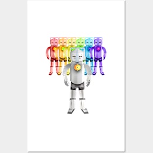 Rainbow White Robots Posters and Art